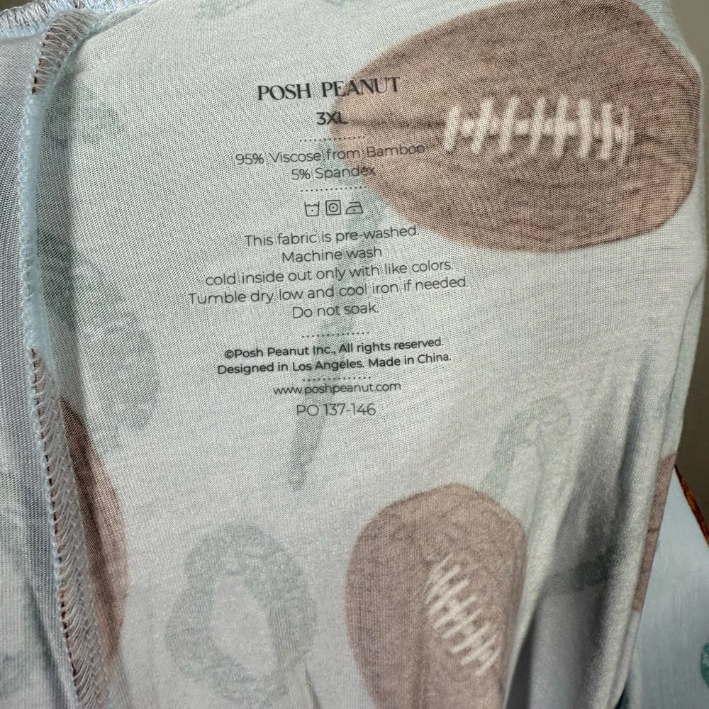 NWT Posh Peanut Long Sleeve Field Day Football Pajama Set Size 3XL